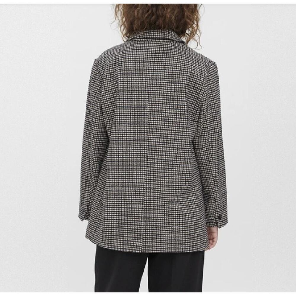Vero Moda Jacket Womens XL Brown Houndstooth VMJosefine Check Wool Blazer Coat - Picture 2 of 16